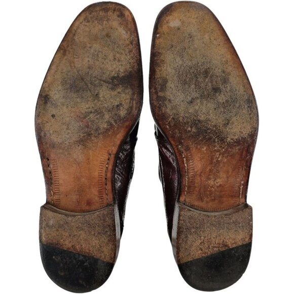 Vintage Mauri Burgundy Alligator Ostrich Exotic Dress Shoes 11.5M Derby Oxfords - Picture 13 of 15